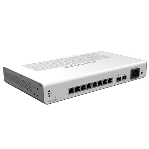 NETGEAR 10-Port Gigabit Ethernet Smart Managed Pro PoE Switch with Insight Cloud Management (GC510P) - with 8 x PoE+ @ 134W, 2 x 1G SFP, Desktop/Rackmount