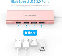 Load image into Gallery viewer, LENTION USB-C Multi-Port Hub with 4K HDMI Output, 4 USB 3.0, Type C Charging Compatible 2021-2016 MacBook Pro, New Mac Air &amp; Surface, Chromebook, More, Stable Driver Adapter (CB-C35, Rose Gold)
