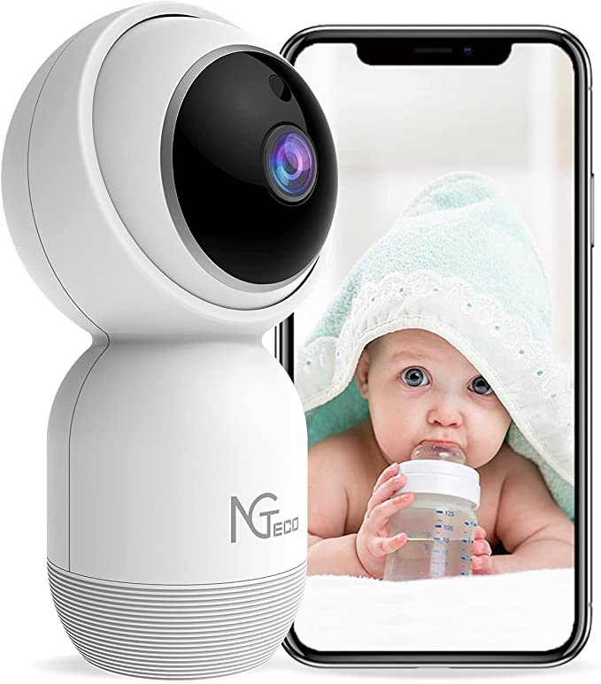 Baby Monitor Camera, NGTeco WiFi Pet Camera Indoor 360 Degree Wireless IP Camera, 1080P Home Security Cameras, Night Vision, 2 Way Audio, Motion Detection Work with Alexa Google Assistant
