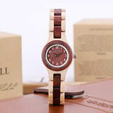 Load image into Gallery viewer, BEWELL Wood Watch Women Analog Quartz Handmade Lightweight Dress Wristwatches with Small Dial
