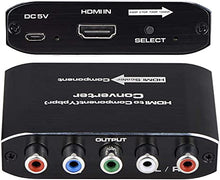 Load image into Gallery viewer, HDMI to Component Converter with Scaler Function, HDMI to YPbPr 5RCA RGB Scaler Adapter V1.4 with R/L Audio Output Support for MacBook TV Blu-Ray DVD PS4 DVD, PSP, Xbox 360,Amazon Fire TV
