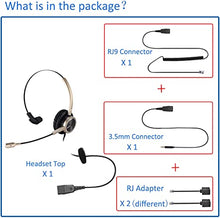 Load image into Gallery viewer, Office Headset with RJ9 &amp; 3.5mm Connectors for Landline Deskphone and Smartphone PC Laptops, Binaural Call Center Telephone Headset with Noise Canceling Microphone for Yealink Grandstream Snom
