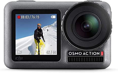 DJI Osmo Action - 4K Action Cam 12MP Digital Camera with 2 Displays 36ft Underwater Waterproof WiFi HDR Video 145° Angle, Black