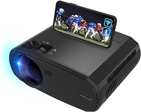 WEWATCH Portable 5G WiFi Projector, Real 1080P Full HD Movie Projector, 200'' Large Screen LED Bluetooth Projector,Built-in Speaker Video Projector for Outdoor Movies (Black)