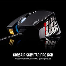 Load image into Gallery viewer, Corsair Scimitar Pro RGB - MMO Gaming Mouse - 16,000 DPI Optical Sensor - 12 Programmable Side Buttons - Black
