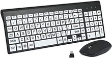 Load image into Gallery viewer, Full Size Large Print 2.4g Wireless Keyboard and Mouse with Oversized Print for Kids Visually Impaired Low Vision Individuals
