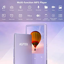 Load image into Gallery viewer, MP3 Player with Bluetooth 5.0, AGPTEK Portable Music Player with Speaker 2.4 Inch Large Screen 16GB Lossless Audio Player Support FM Radio Recordings Up to 128GB TFT Card, Purple
