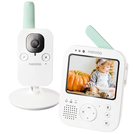 nannio Hero3 Video Baby Monitor with Vibration Alerts, Sound Activated, Infrared Night Light Camera, 5 Lullabies, Temperature Sensor, Two-Way Talk - Elderly, Pet, 2 Years Warranty