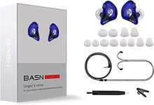 Load image into Gallery viewer, BASN Bsinger BC100 in Ear Monitor Headphones Universal Fit Noise Isolating IEM Earphones for Musicians Singers Studio Audiophiles (Blue)
