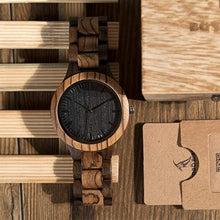 Load image into Gallery viewer, Men&#39;s Wooden Watches Quartz Movement Zebra Sandalwood Wood Black Dial Casual Men Wrist Watch
