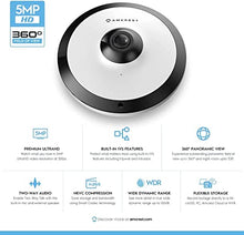 Load image into Gallery viewer, Amcrest Fisheye POE Camera, 360° Panoramic 5-Megapixel POE IP Camera, Fish Eye Security Indoor Camera, 33ft Nightvision, IVS Features and MicroSD Recording, IP5M-F1180EW-V2 (White)
