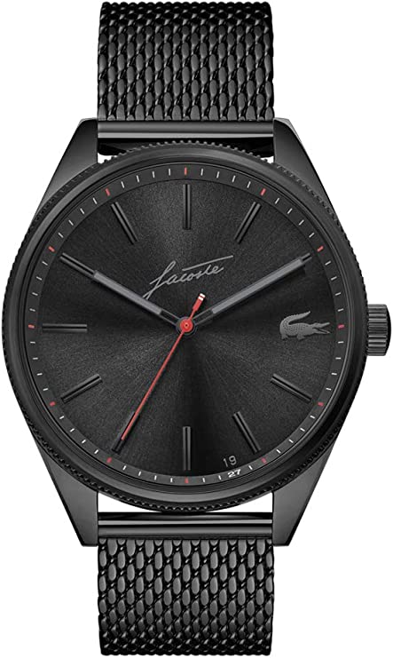 Lacoste Men's Heritage Quartz Watch with Stainless Steel Strap, Black, 20 (Model: 2011054)