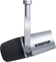 Load image into Gallery viewer, Shure MV7 USB Podcast Microphone for Podcasting, Recording, Live Streaming &amp; Gaming, Built-in Headphone Output, All Metal USB/XLR Dynamic Mic, Voice-Isolating Technology, TeamSpeak Certified - Silver
