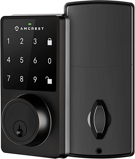 Amcrest Keyless Entry Door Lock Deadbolt, Digital Door Locks with Keypads, Smart Lock, Electronic Keypad Door Knob Cylinder Deadbolt, Automatic Locking, Heavy Duty Commercial Grade ADL220-B