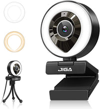 Load image into Gallery viewer, Streaming Webcam with Dual Microphone 1080P Adjustable Right Light Pro Web Camera Advanced Auto-Focus with Tripod JIGA Zoom Camera Gaming Webcam for Xbox Facebook YouTube Streamer Conferencing
