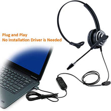 Load image into Gallery viewer, USB Headset with Microphone Noise Cancelling and Volume Controls, Computer PC Headset with Voice Recognition Mic for Teams Zoom Skype Softphones Conference Calls Online Course Gaming etc
