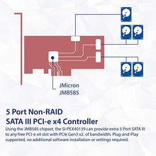 Load image into Gallery viewer, IO CREST Internal 5 Port Non-Raid SATA III 6GB/S Pci-E X4 Controller Card for Desktop PC Support SSD and HDD with Low Profile Bracket. JMB585 Chipset SI-PEX40139
