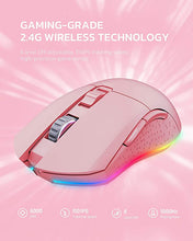 Load image into Gallery viewer, Wireless and Wired Dual-Mode Rechargeable Gaming Mouse with 7 Programmable Buttons, RGB and 7 Adjustable DPI Levels up to [10000DPI] [150IPS] [1000Hz Polling Rate] for PC and Notebook Gamer (Pink)
