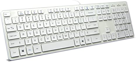 BFRIENDit Wired USB Keyboard , Comfortable Quiet Chocolate Keys , Durable Ultra-Slim Wired Computer Keyboard For PC , Windows 10 / 8 / 7 / Vista , KB1430 - White