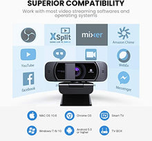 Load image into Gallery viewer, Webcam with Microphone 1080P HD Web Camera, Vitade 672 USB Desktop Web Cam Facecam Video Cam for Streaming Gaming Conferencing Mac Windows PC Laptop Computer
