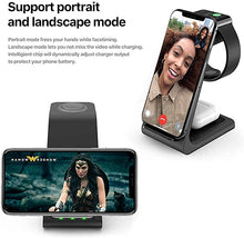 Load image into Gallery viewer, Intoval Wireless Charging Station, 3 in 1 Charger for Apple iPhone/iWatch/Airpods,iPhone 13,12,11 (Pro, Pro Max)/XS/XR/XS/X/8(Plus),iWatch 7/6/SE/5/4/3/2,Airpods Pro/3gen (A3,Black)
