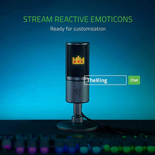 Load image into Gallery viewer, Razer Seiren Emote Streaming Microphone: 8-bit Emoticon LED Display, Stream Reactive Emoticons, Hypercardioid Condenser Mic, Built-in Shock Mount, Height &amp; Angle Adjustable Stand, Classic Black
