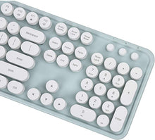 Load image into Gallery viewer, UBOTIE Colorful Computer Wireless Keyboard Mouse Combos, Typewriter Flexible Keys Office Full-Sized Keyboard, 2.4GHz Dropout-Free Connection and Optical Mouse (Green-White)
