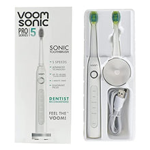 Load image into Gallery viewer, Voom Sonic Pro 5 Rechargeable Electronic Toothbrush With Soft Dupont Nylon Bristles Dentist Recommended Advanced Oral Care 2-Minute Timer with Quadrant Pacing &amp; 5 Adjustable Speeds - White

