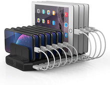 Load image into Gallery viewer, Unitek USB Charging Station for Multiple Devices, Charger Organizer Stand Dock with Dividers, Quick Charge 3.0 Compatible for Smartphone, Tablet, iPad and Other Electronics
