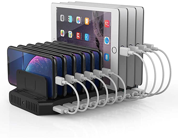 Unitek USB Charging Station for Multiple Devices, Charger Organizer Stand Dock with Dividers, Quick Charge 3.0 Compatible for Smartphone, Tablet, iPad and Other Electronics
