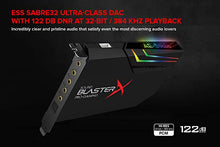 Load image into Gallery viewer, Creative Sound BlasterX AE-5 Plus SABRE32-class Hi-res 32-bit/384 kHz PCIe Gaming Sound Card and DAC with Dolby Digital and DTS, Xamp Discrete Headphone Bi-amp, Up to 122dB SNR, RGB Lighting System
