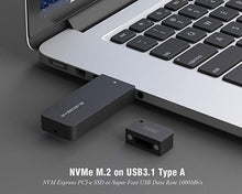 Load image into Gallery viewer, USB 3.1 NVMe Enclosure for 2242 PCIe M.2 SSD, ElecGear NV-2242A (NVMe + USB A Plug) Mini External Aluminum Adapter Case with Magnet Cap, 10Gbps Flash Drive Memory Stick Card Reader Caddy Box
