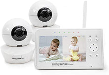 Load image into Gallery viewer, Baby Monitor, Babysense 4.3&quot; Split Screen, Video Baby Monitor with Two Cameras and Audio, Remote PTZ, 960ft Range (Open Space), Adjustable Night Light, Two-Way Audio, Zoom, Night Vision, Lullabies
