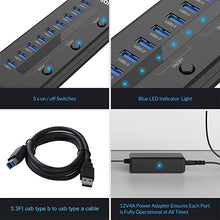 Load image into Gallery viewer, IDsonix 10 Port USB3.0 Hub with One Charging Port for Windows/Linux/Mac OS

