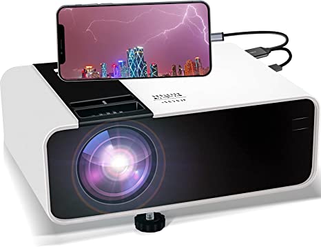 Mini Portable Projector 1080P-Supported for Outdoor - Native 720P Movie Projector Compatible with HDMI,USB,VGA,AV,DVD,TF Card,Laptop,200