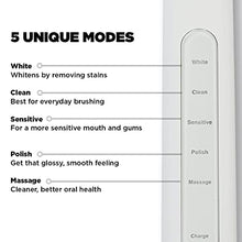 Load image into Gallery viewer, Voom Sonic Pro 5 Rechargeable Electronic Toothbrush With Soft Dupont Nylon Bristles Dentist Recommended Advanced Oral Care 2-Minute Timer with Quadrant Pacing &amp; 5 Adjustable Speeds - White
