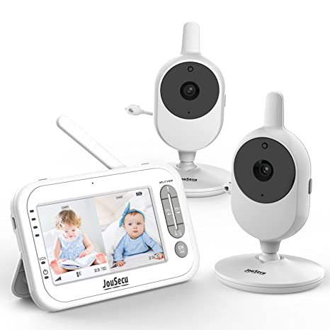 Baby Monitor with Camera and Audio 4.3 Inches LCD Split Screen 1000ft Range Rechargeable Battery Temperature Detection Baby Crying Detection Night Vision 2-Way Audio