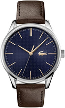 Load image into Gallery viewer, Lacoste Men&#39;s Vienna Stainless Steel Quartz Watch with Leather Calfskin Strap, Brown, 20 (Model: 2011046)
