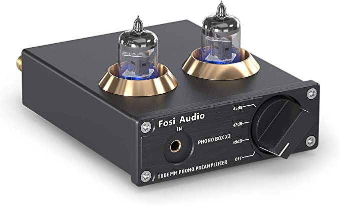 Fosi Audio Box X2 Phono Preamp for Turntable Preamplifier MM Phonograph Preamplifier with Gain Gear Mini Stereo Audio Hi-Fi Pre-Amplifier for Record Player with DC 12V Power Supply