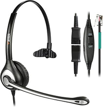 Load image into Gallery viewer, Wantek Corded Telephone Headset Mono w/Noise Canceling Mic + Quick Disconnect Compatible with ShoreTel Polycom Zultys NEC Aspire Dterm Nortel Norstar Meridian Siemens ROLM Landline Deskphones(600QS2)
