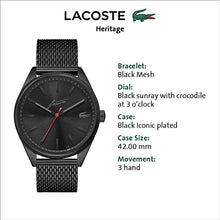 Load image into Gallery viewer, Lacoste Men&#39;s Heritage Quartz Watch with Stainless Steel Strap, Black, 20 (Model: 2011054)
