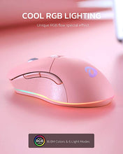 Load image into Gallery viewer, Wireless and Wired Dual-Mode Rechargeable Gaming Mouse with 7 Programmable Buttons, RGB and 7 Adjustable DPI Levels up to [10000DPI] [150IPS] [1000Hz Polling Rate] for PC and Notebook Gamer (Pink)
