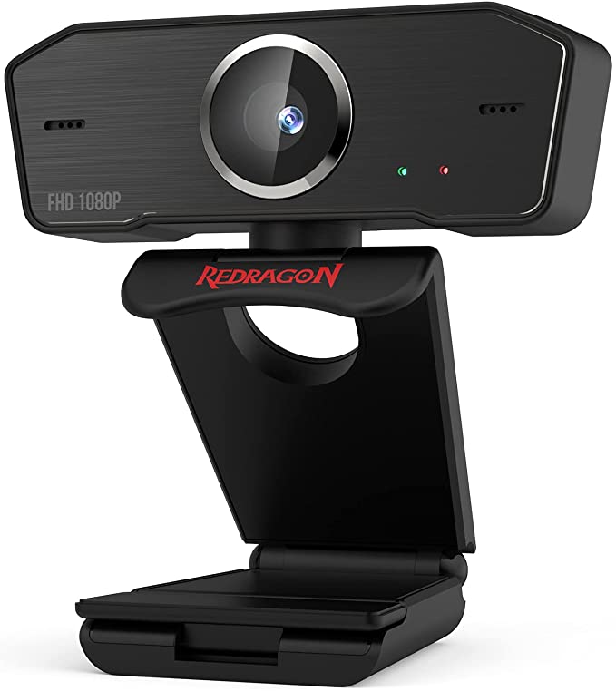 Redragon GW800 1080P PC Webcam with Built-in Dual Microphone, 360° Rotation - 2.0 USB Computer Web Camera - 30 FPS for Online Courses, Video Conferencing and Streaming