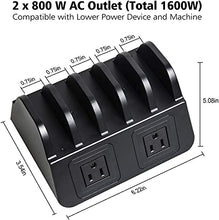 Load image into Gallery viewer, UDOLI 5 USB Ports Charging Station Organizer for Multiple Devices Fast Charging Desktop Stand for Apple Android Phone Tablet 1600W 2 AC Power Outlets Charger Dock for Home Office 3 Prong Cord Black
