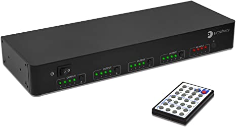 gofanco Intelligent 4x4 HDMI Matrix Switch 4K 60Hz YUV 4:4:4 HDR with Auto Downscaling (4K to 1080p) & Alexa Echo Voice Control, HDMI 2.0, HDCP 2.2, 18Gbps, IR, RS-232, Control4, TAA Compliant