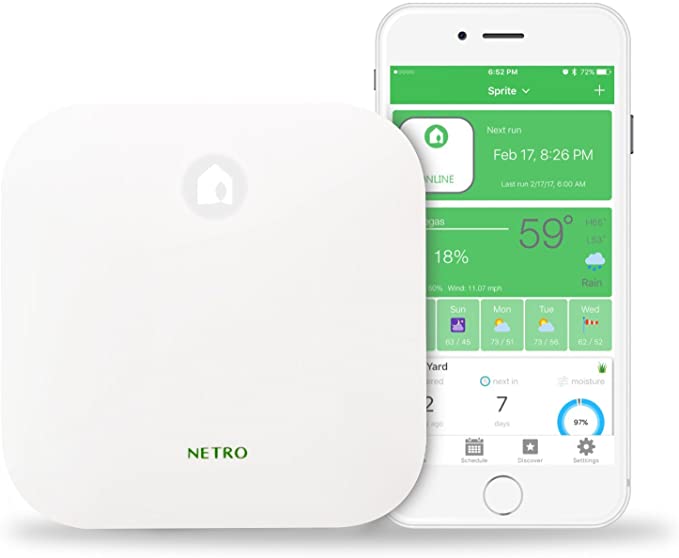 Netro Smart Sprinkler Controller, WiFi, Weather aware, Remote access, 12 Zone, Compatible with Alexa
