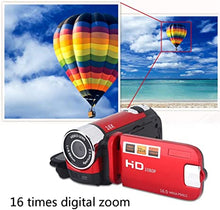 Load image into Gallery viewer, Handheld Video Camcorder 1080P FHD 16x Digital Zoom, Trabar DV Digital Camera with COMS Sensor, Built-in Speaker, 270 ° Rotary Screen, Video Camera(Red)
