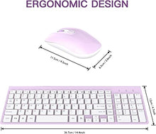 Load image into Gallery viewer, Wireless Keyboard Mouse Combo, cimetech Compact Full Size Wireless Keyboard and Mouse Set 2.4G Ultra-Thin Sleek Design for Windows, Computer, Desktop, PC, Notebook - (Purple)
