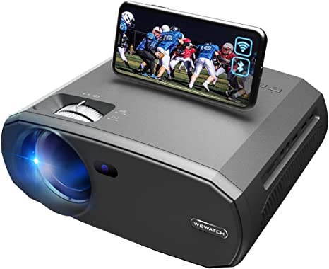 WEWATCH Portable 5G WiFi Projector, Real 1080P Full HD Movie Projector, 200'' Large Screen LED Bluetooth Projector,Built-in Speaker Video Projector for Outdoor Movies, Compatible with HDMI (Gray)