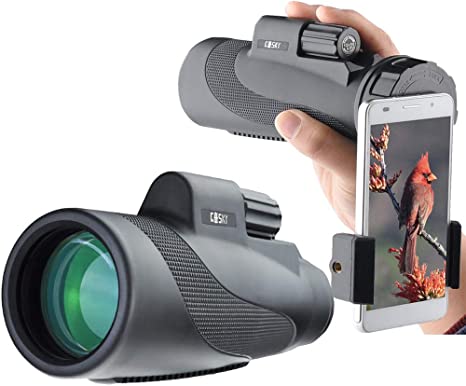 Gosky Titan 12X50 High Power Prism Monocular and Quick Smartphone Holder - Waterproof Fog- Proof Shockproof Scope -BAK4 Prism FMC for Bird Watching Hunting Camping Travelling Wildlife Secenery